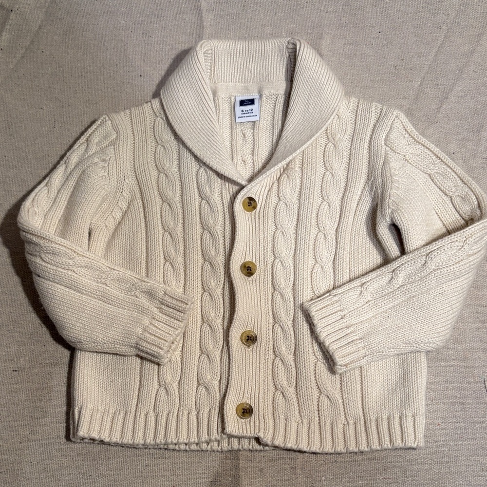 Cream Cable Knit Shawl Collar Cardigan